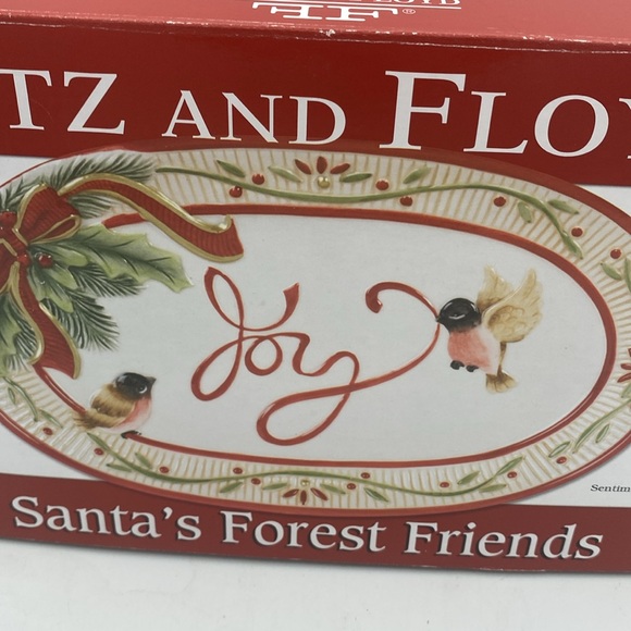 Fitz & Floyd Santa’s Forest Friends sentiment tray 9x6” new open box - Picture 6 of 10